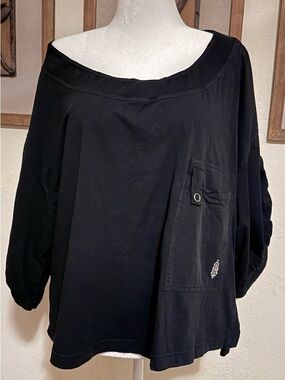 FP Movement by Free People Black Off-Shoulder Tunic with Pocket Detail